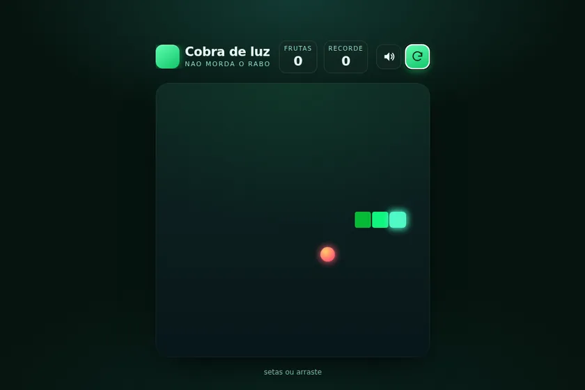 Tela do jogo Cobra de luz
