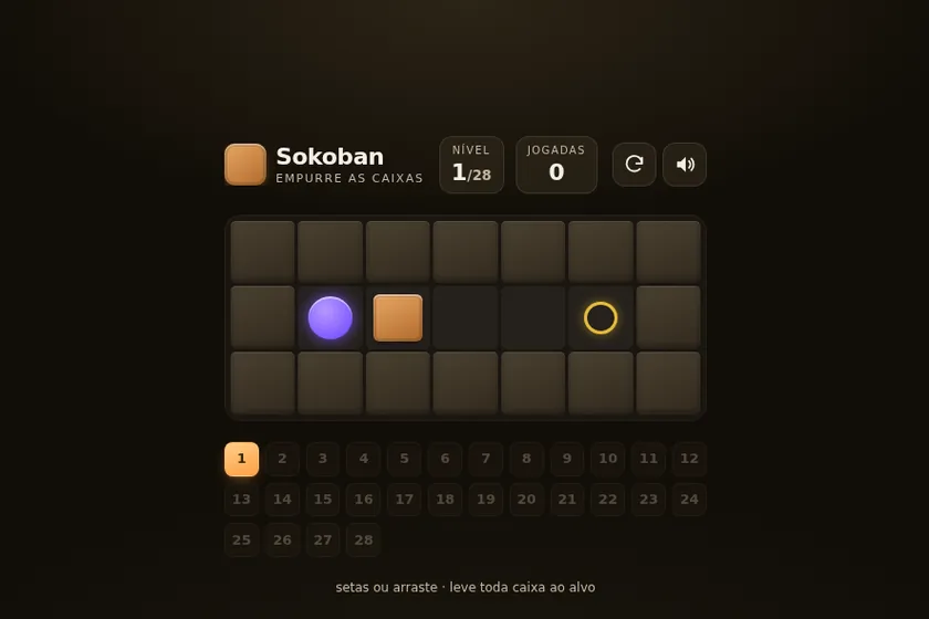Tela do jogo Sokoban