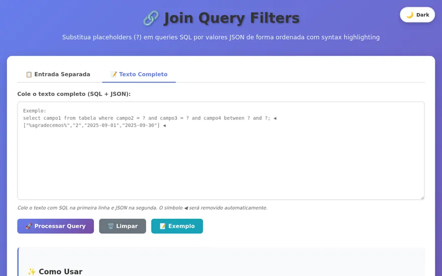 Tela do projeto Join Query Filters