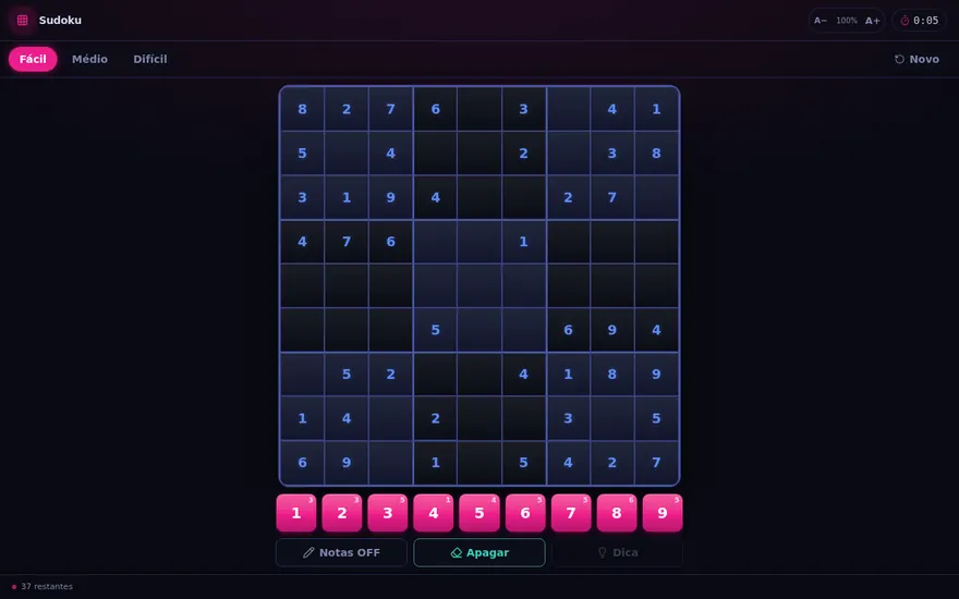 Tela do projeto Sudoku